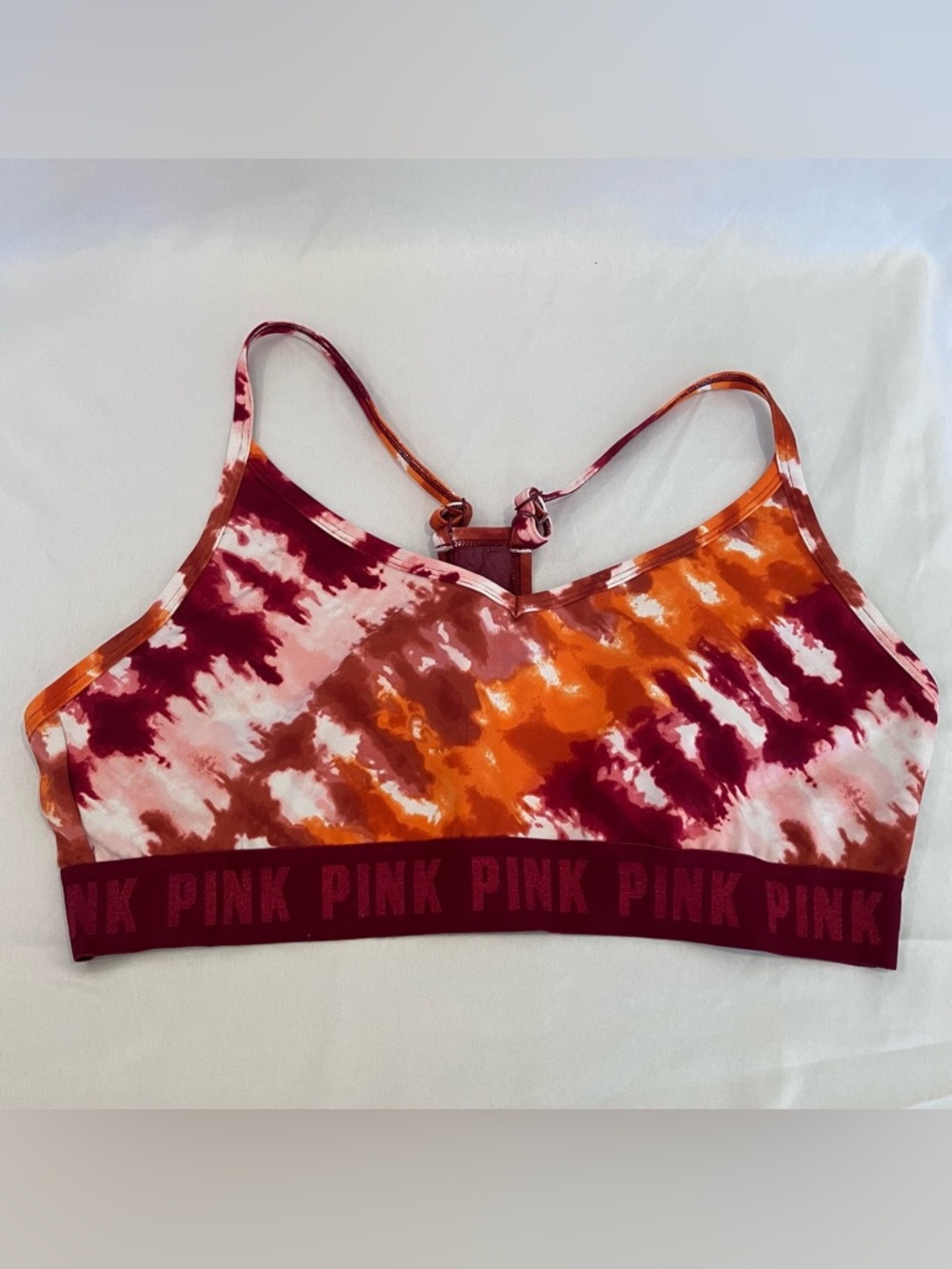 PINK Victoria's Secret Orange & Maroon Tie-Dye Sports Bra XL EUC